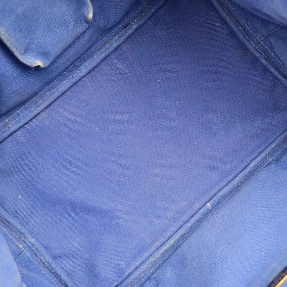 PRADA Milano Logo CANAPA Tote Hand Bag Canvas Leather Blue Gold - Picture 16 of 16